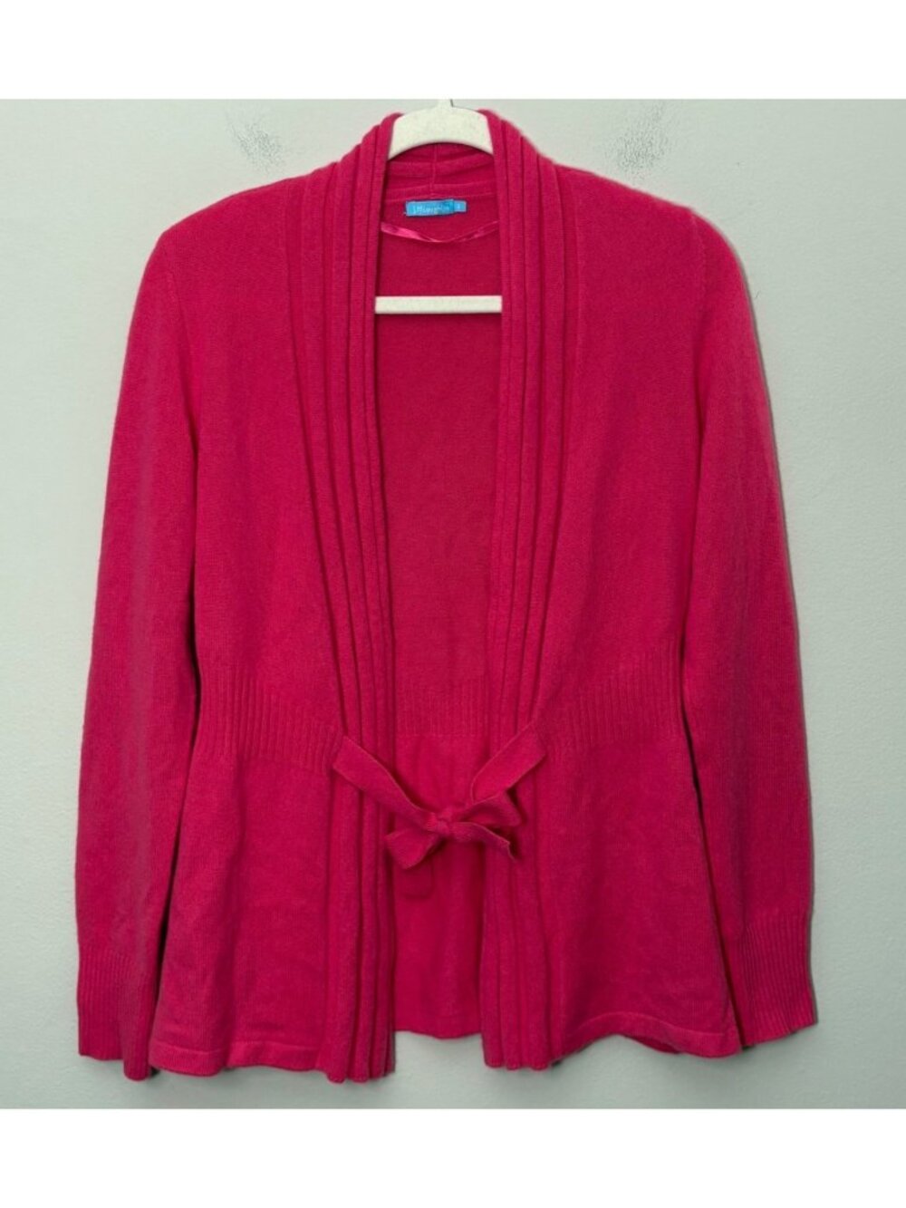 J. McLaughlin Cashmere Open-Front Tie-Closure Pink Long-Sleeve Cardigan Sweater